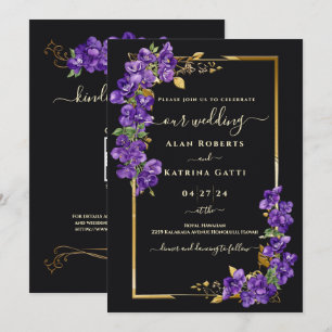 Convite Código QR RSVP Casamento Gravata Preta Moldura Vio
