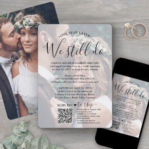 Convite Código QR RSVP de Aniversário do Casamento Ainda F