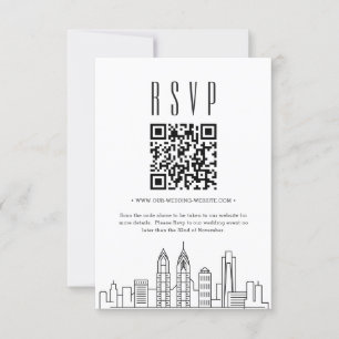 Convite Código QR RSVP de Casamento de Filadélfia