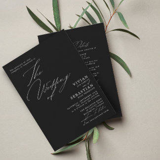 Convite Código QR RSVP de Casamento Preto e Branco Moderno