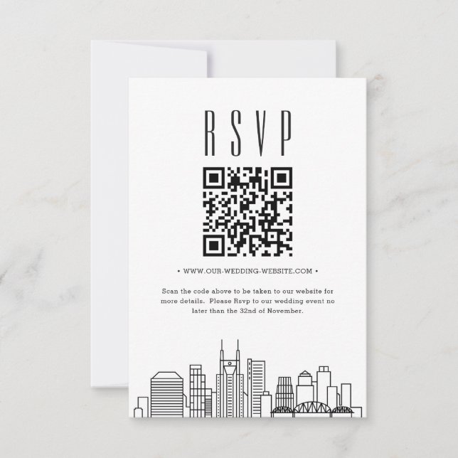 Convite Código QR RSVP do Casamento Nashville (Frente)