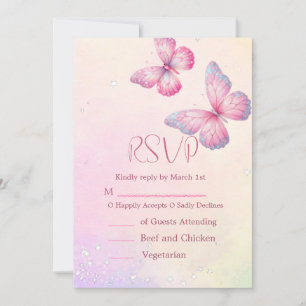 Convite Código QR RSVP para Chá de Bebê Borboleta Rosa