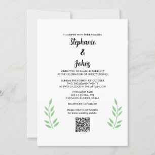 Convite Código QR Sage Green deixa casamento de script pre