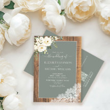 Código QR Sage Green Rustic Wood Script Weding Inv