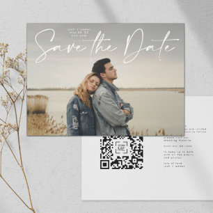 Convite Código QR Script Modern Salvar a Data Casamento