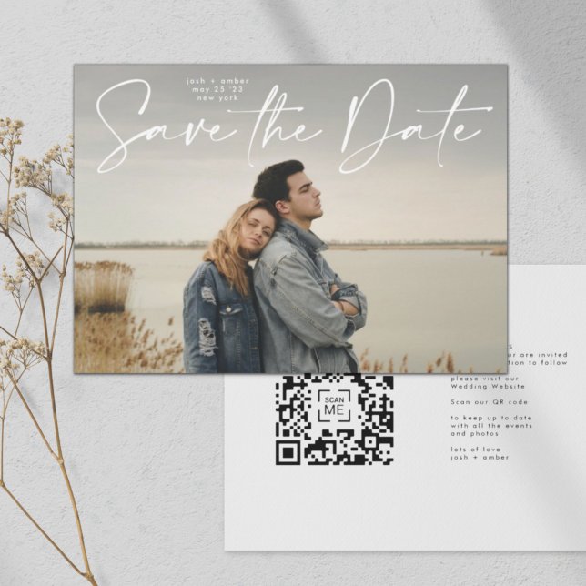 Convite Código QR Script Modern Salvar a Data Casamento (Criador carregado)