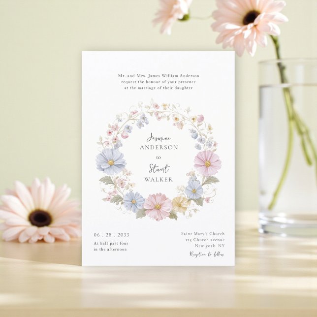 Convite Código QR simples de floral pastel para site de ca (Criador carregado)