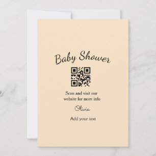 Convite Código QR simples para chá de bebê com nome texto 