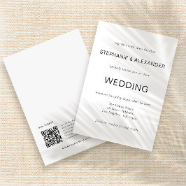 Convite Código QR Simples Preto Branco Casamento