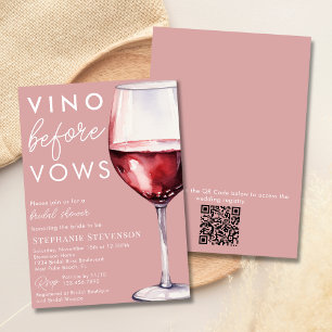 Convite Código QR Simples Rosa Vino Antes dos Votos Chá de