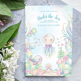 Convite Código QR sob o Chá de fraldas de Aquarela Azul-Ma