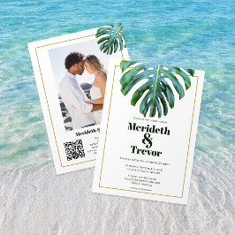 Convite Código QR Tropical deixa Dourada Photo Modern Beac