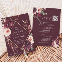 Código QR Tudo em Um Casamento de Borgonha Romance