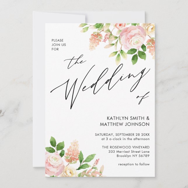 Convite Código QR Tudo em Um Casamento Rosa Rosa Rosa Rosa (Frente)