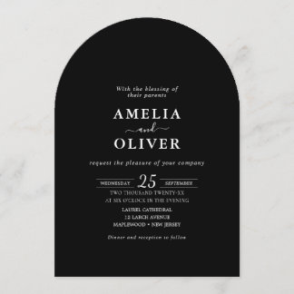 Convite Código QR Tudo-em-Um Minimalista Preto Casamento m