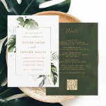 Convite Código QR tudo em uma única saída tropical Casamen<br><div class="desc">Este convite para casamento "tudo em um" apresenta folhagem tropical verde-aquarela, folhas de monstera, folha de palmeiras, folha de bananeira com folhas falsas de ouro, e os detalhes e um link de código QR no verso. É perfeito para uma praia, verão, Havaí ou casamento de destino. >>> Veja a coleção...</div>