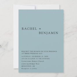 Convite Código QR unilateral de Casamento Azul Dusty Moder