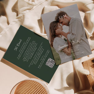 Convite Código QR Verde Escuro Orçamento Monograma Sobrepo