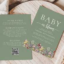 Código QR Verde Salvia Flores Silvestres Boho Chás