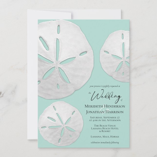 Convite Código QR Vidro do Mar de Foto Areia Dólares Praia (Frente)