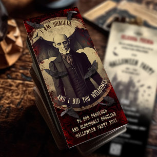 Convite Código QR Vintage Dracula Vampire Bats Halloween