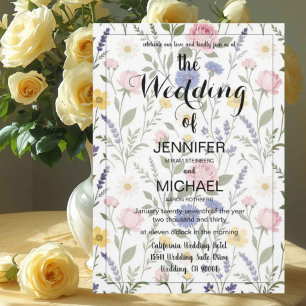 Convite Código QR Wildflower   Casamento Floral Simples