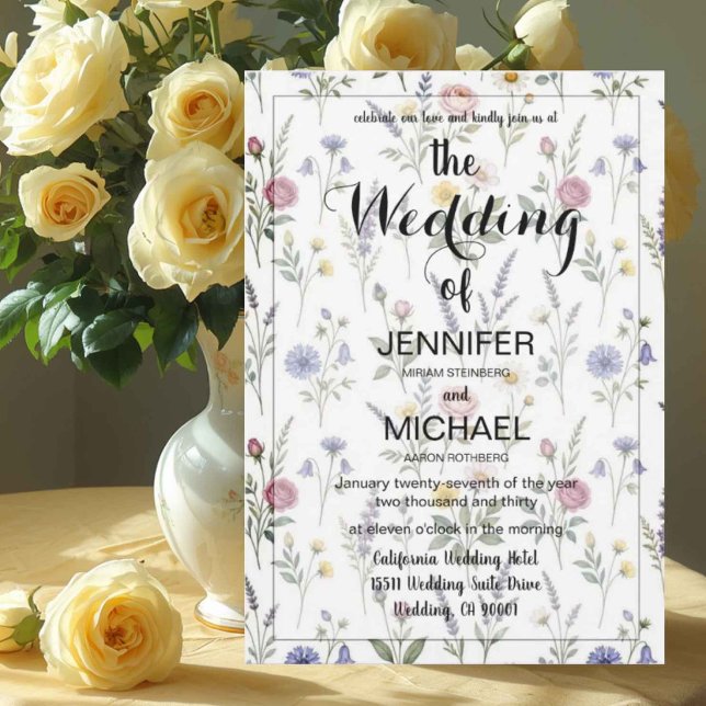 Convite Código QR Wildflower | Casamento Floral Simples (Criador carregado)