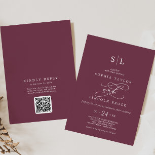 Convite Código SOPHIA QR Cai Vermelho Maroon Tudo em Um Ca