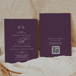 Convite Código SOPHIA QR Dark Plum Moody Tudo em um único 