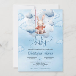 Convite Coelhinha azul-aquática em baloiço no céu