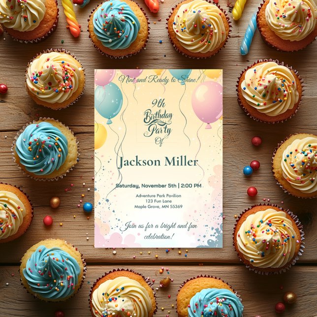 Convite Coelhinho Adorável com Balão Personalizável Aniver (Criador carregado)