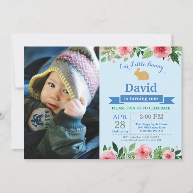 Convite Coelhinho Aniversário Garoto Páscoa Ovo 1 rua Prim (Frente)