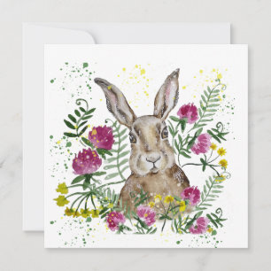Convite Coelhinho bonito em flores aquáticas