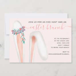 Convite Coelhinho bonito orelha Páscoa rosa-brunch ovo hun
