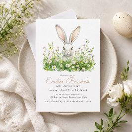 Convite Coelhinho Branco e Florais Caça aos Ovos de Páscoa
