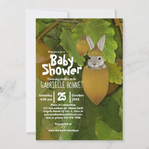 Convite Coelhinho de Acorn Bonito   Árvore Acorn