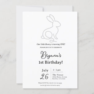 Convite Coelhinho de Cordas Minimalista Moderno Aniversári