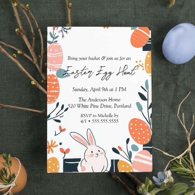 Convite Coelhinho de Desenhar manual e ovos Caça de Ovos d (Criador carregado)