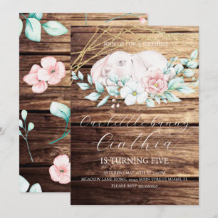 Convite Coelhinho de Páscoa em Aquarela Floral Aniversário