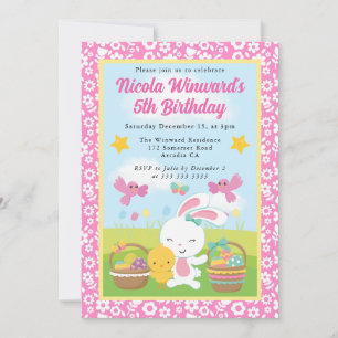 Convite Coelhinho de Páscoa Fofo e Pintinho de Primavera A