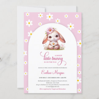 Convite Coelhinho doce pastel branco rosa margarida primav
