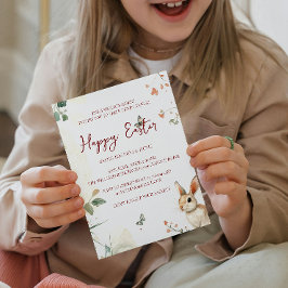 Convite Coelhinho e borboletas felz pascoa floral