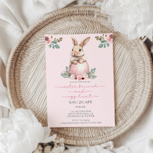 Convite Coelhinho Floral de Aquarela Brunch de Páscoa e Ca