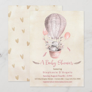 Convite Coelhinho no Chá de fraldas do Balão de Ar Quente 