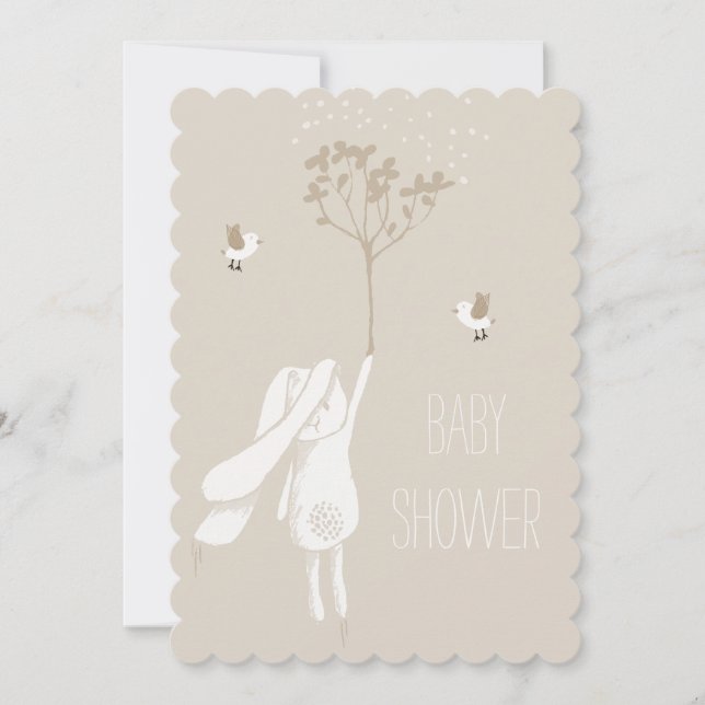 Convite Coelhinho No Chá de fraldas Neutro De Gênero (Frente)