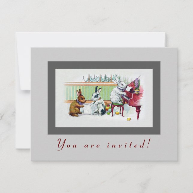 Convite Coelhinhos da Páscoa bonitos - partido da páscoa (Frente)