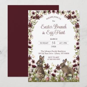 Convite Coelhinhos de Flor Silvestre em Aquarela Brunch de
