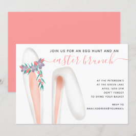 Convite Coelho bonito, coelho, coral-coral, brunch ovocul 
