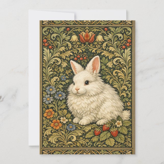 Convite Coelho branco art nouveau vintage  (Frente)