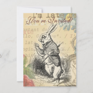 Convite Coelho Branco Aventuras de Alice no País das Marav